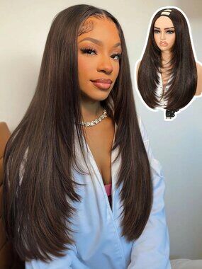 NEW Quantum Love Yaki Straight Brown U Part Wig